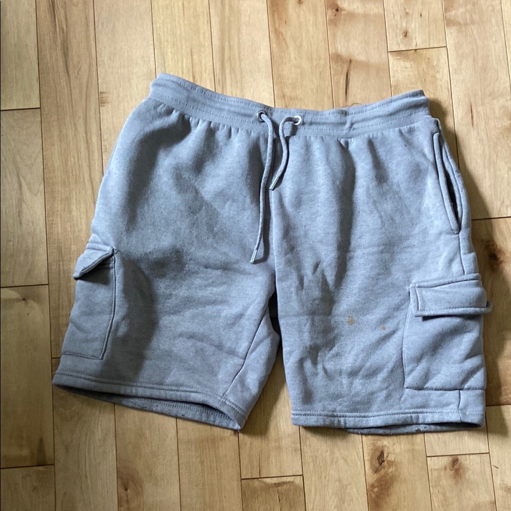 Boohoo Mens Gray Cargo Shorts with Elastic Waistband